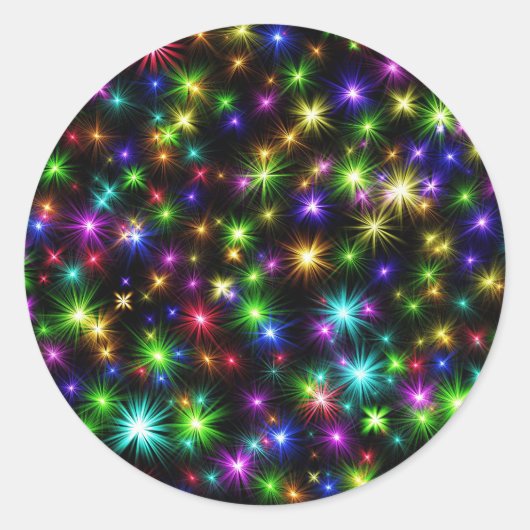 Sticker Rond Multicolor Christmas Star Rays-57191 (Devant)