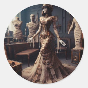 Sticker Rond Mummy Queen Steampunk victorien gothique