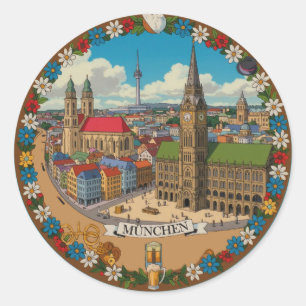Sticker Rond Munchen Munich Deutchland