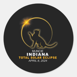 Sticker Rond Muncie 2024 Éclipse solaire totale