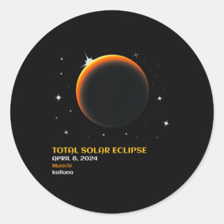 Sticker Rond Muncie Solar Eclipse 2024 Totalité 8 avril