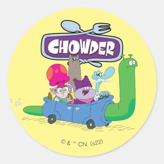 Sticker Rond Mung, Chowder, Shnitzel & Truffes en voilier (Devant)