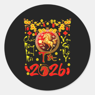 Sticker Rond Mung Nam Moi Tet 2026 Nouvel An lunaire vietnamien