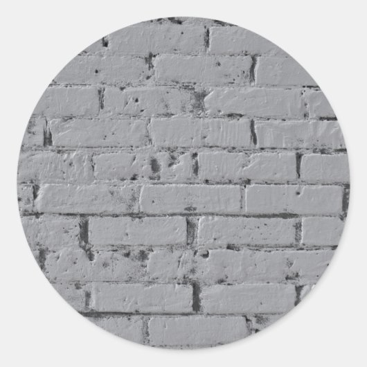 Sticker Rond Mur de brique peint gris (Devant)