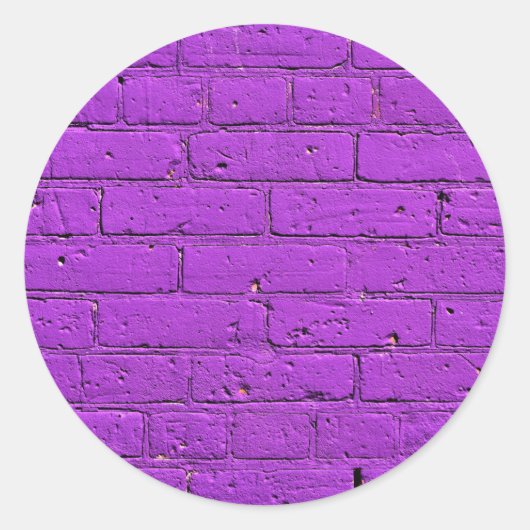 Sticker Rond Mur en brique violet peint (Devant)