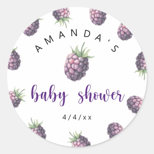 Sticker Rond Mûres - Baby shower (Devant)