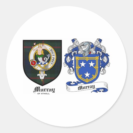 Sticker Rond Murray Clan Crest et Murray Armoiries (Devant)