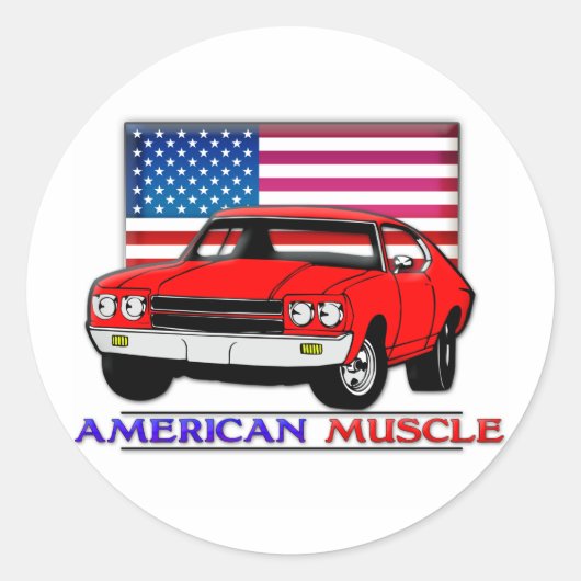 Sticker Rond Muscle fait américain (Devant)