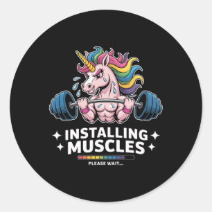 Sticker Rond Muscles Installation Unicorn Poids Bodybuild