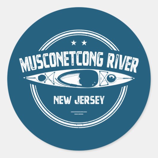 Sticker Rond Musconetcong River New Jersey Kayak (Devant)