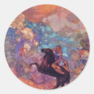 Sticker Rond Muse sur Pegasus par Redon Odilon (la meilleure