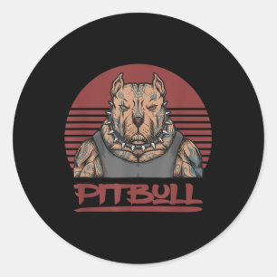 Sticker Rond Museau Pitbull Chien Agressif À L'Aspect Pit Bull 