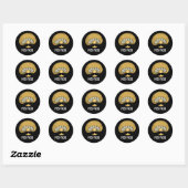 Sticker Rond Mush-tache Funny Moustach Mushroom Pun Dark BG (Feuille)