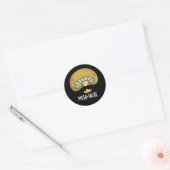 Sticker Rond Mush-tache Funny Moustach Mushroom Pun Dark BG (Enveloppe)