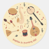 Sticker Rond Music instruments kids birthday (Devant)