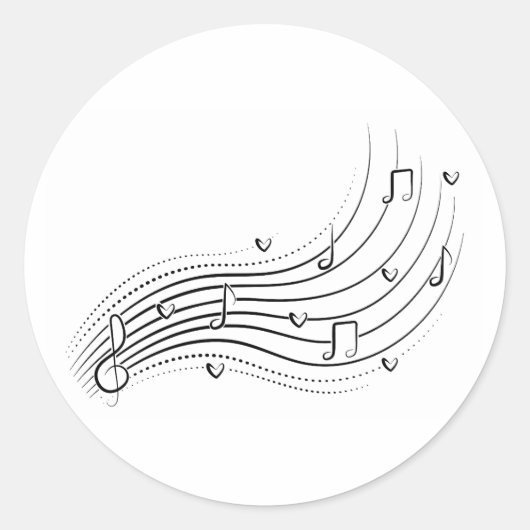 Sticker Rond Musical note wave, black line clipart (Devant)