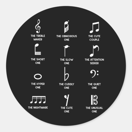 Sticker Rond Musical Notes Symbol Definition Humor (Devant)