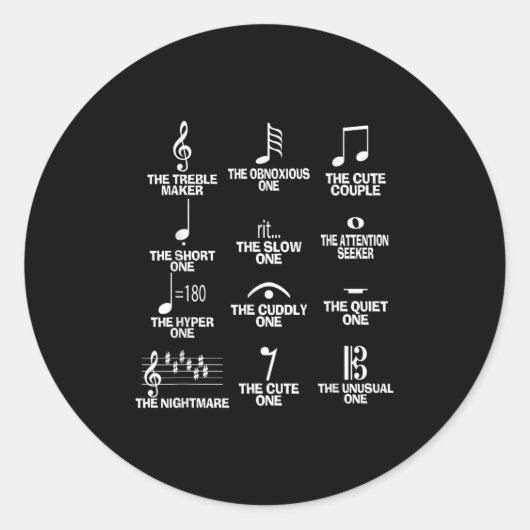 Sticker Rond Musical Notes Symbol Definition Humor Funny Christ (Devant)