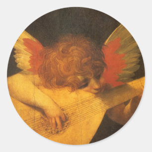 Sticker Rond Musicien Angel Lecture par Rosso Fiorentino