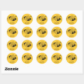 Sticker Rond Musicien JAZZ avec trompette et notes musicales (Feuille)