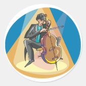 Sticker Rond Musicien Jouant Le Chello (Devant)