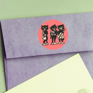 Sticker Rond Musicien Vintage Chats noirs