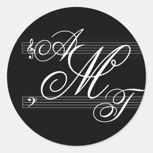 Sticker Rond Musiciens amoureux logo monogramme (Devant)