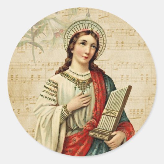 Sticker Rond Musiciens catholiques traditionnels de St. Cecilia (Devant)