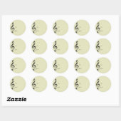 Sticker Rond musique à clé violon (Feuille)