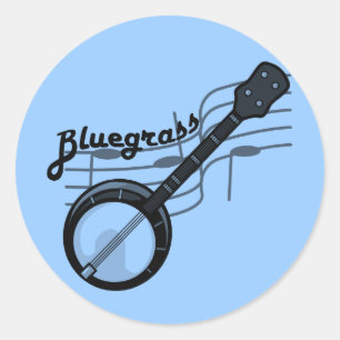 Sticker Rond Musique Bluegrass avec banjo