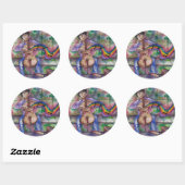 Sticker Rond Musique Cello Arc-en-ciel (Feuille)