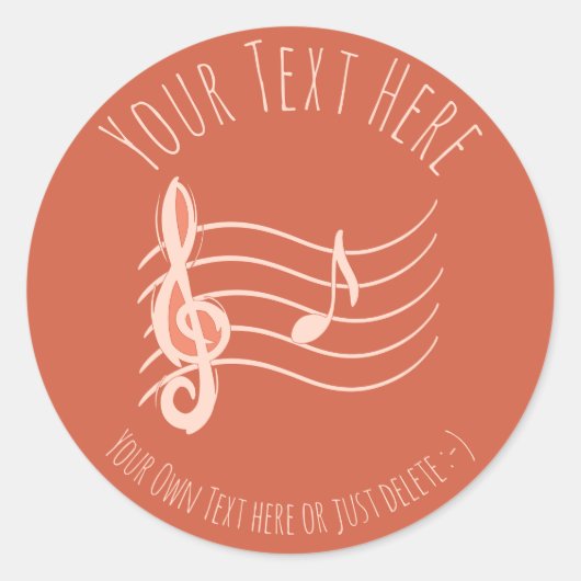 Sticker Rond Musique. Clé de violon et note A. Modèle-cadeau mu (Devant)