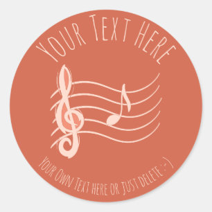 Sticker Rond Musique. Clé de violon et note A. Modèle-cadeau mu