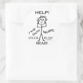 Sticker Rond Musique coincée dans ma tête (Sac)