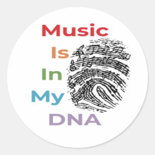 Sticker Rond Musique colorée dans mon ADN Musicien Notes musica