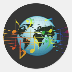 Sticker Rond Musique dans le monde