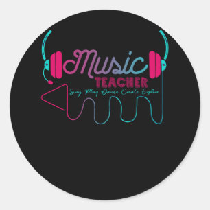 Sticker Rond Musique Enseignant Chanter Jouer Danse Créer Explo