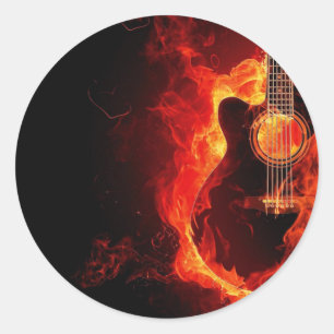 Sticker Rond musique guitare flammes feu note danse Destiny'S