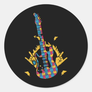 Sticker Rond Musique Guitare Sensibilisation sur l'autisme Jour