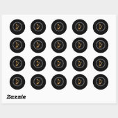 Sticker Rond Musique Irish Harp Player Notes musicales Irlande (Feuille)