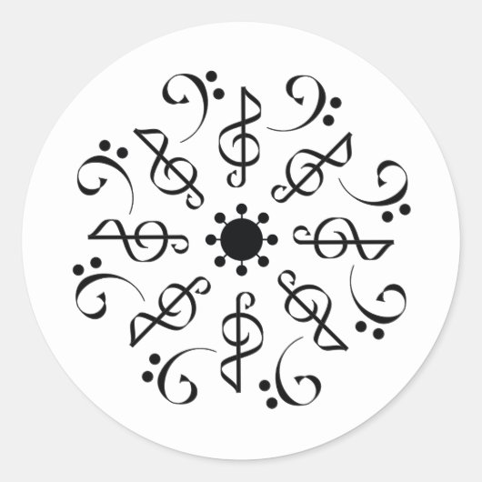 Sticker Rond Musique moderne noir et blanc Motif Classic Round  (Devant)