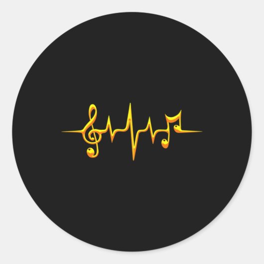 Sticker Rond Musique Notes d'impulsions Clé Fréquence Wave Soun (Devant)