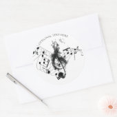 Sticker Rond Musique personnalisée Note noir et blanc (Enveloppe)