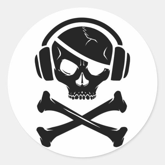 Sticker Rond Musique pirate piratage anti-riaa icône (Devant)