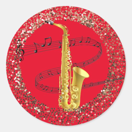 Sticker Rond Musique saxophone (Devant)
