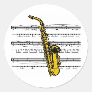 Sticker Rond Musique saxophone 13 B