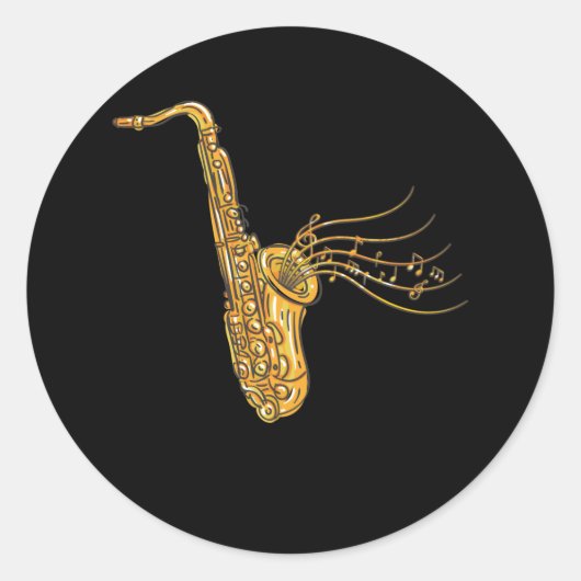 Sticker Rond Musique saxophone Note Musicien de jazz Saxophonis (Devant)