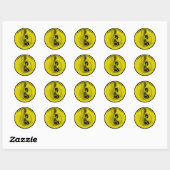 Sticker Rond Musique Universal Language Yellow Black (Feuille)