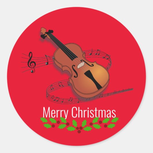 Sticker Rond Musique violon de Noël (Devant)