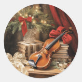 Sticker Rond Musique violon de Noël (Devant)